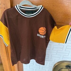 Mini Rodini Sporty Brown and Yellow Kids Jersey
